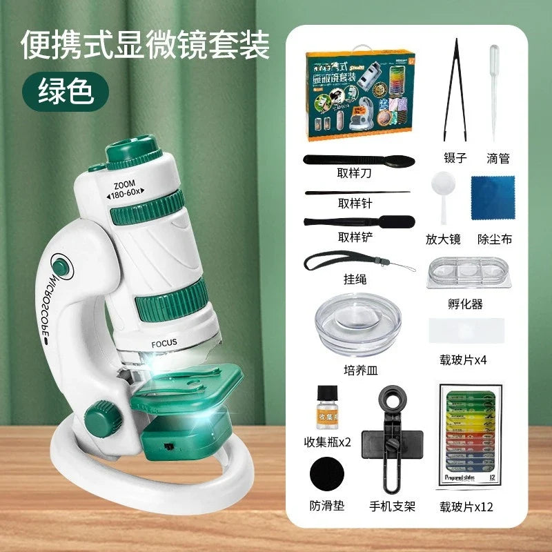 High definition 1200 times microscope toy set for primary and secondary school students science experiment puzzle science and