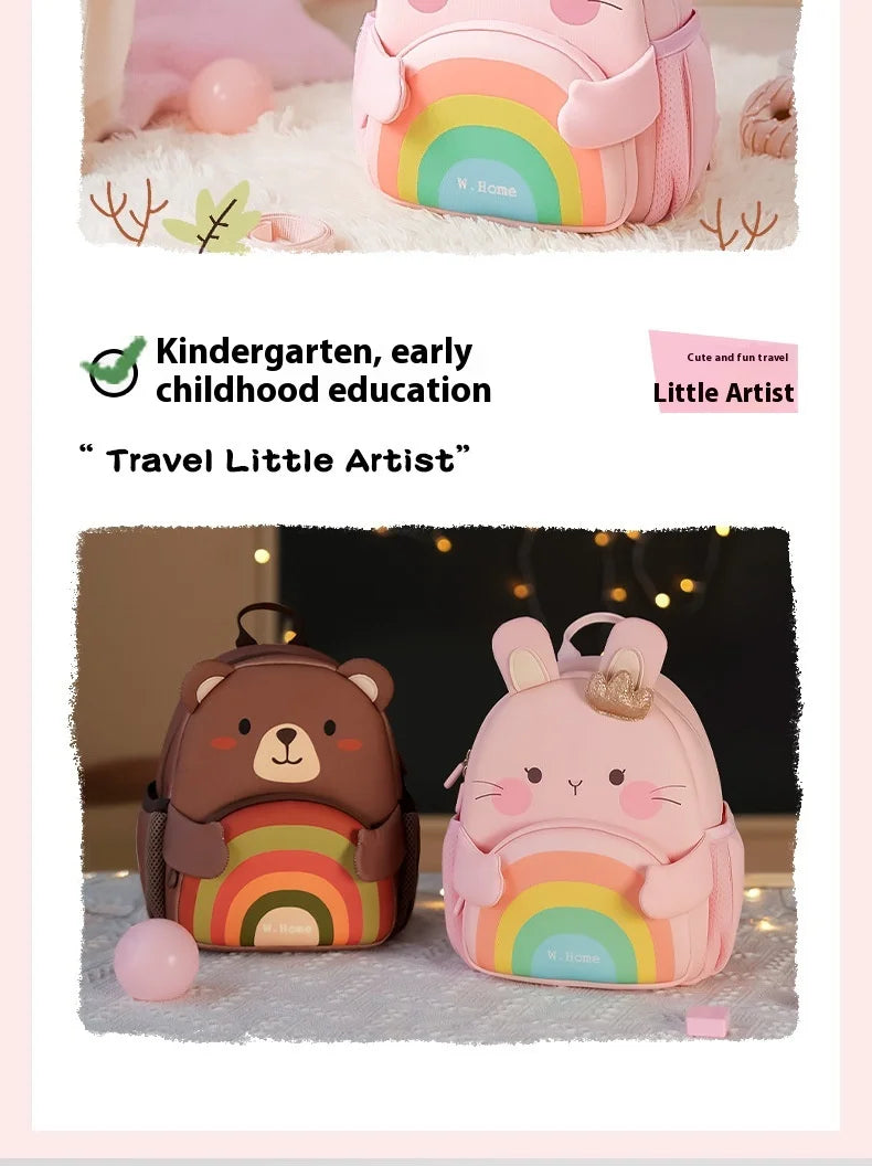 2025 New Arrival Cute Bear & Bunny Kids Backpack - Lightweight School Bag for Preschool Boys Girls, Adorable Toddler Travel