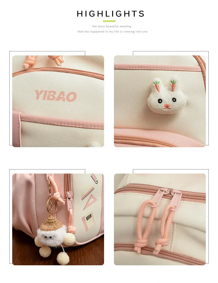 New cute rabbit children school backpack Fashionable splicing color contrast fresh lady knapsack kids schoolbags bring a