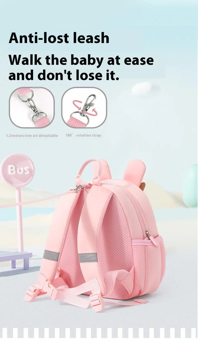 2025 New Arrival Cute Bear & Bunny Kids Backpack - Lightweight School Bag for Preschool Boys Girls, Adorable Toddler Travel