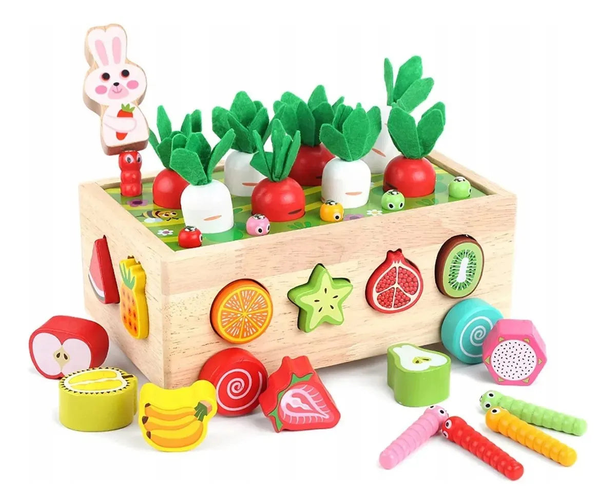 Montessori Toys for Baby Boys Girls1 2 3 4Year Wooden Puzzle Carrot Harvest Toy Game Shape Sorting Educational Toys for Children
