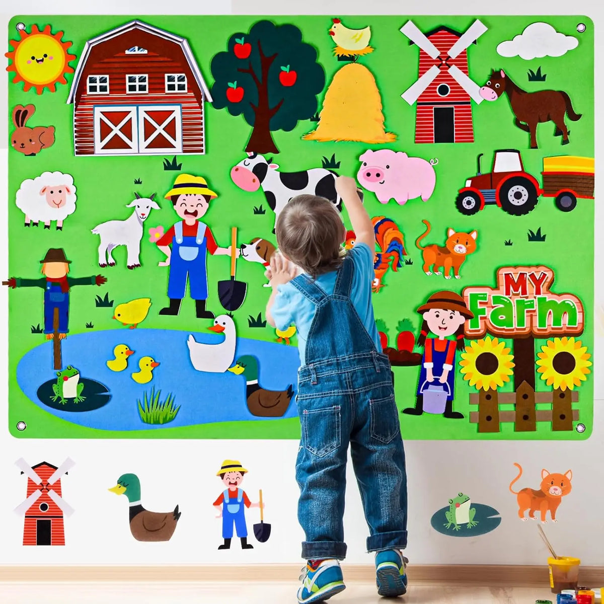 Ocean Felt Story Board Toys Farm Animals Early Learning Storytelling Flannel Board Classroom Educational Interactive Play Kit