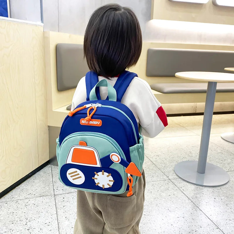 Kids Backpack for Boys Girls Toddler School Kinder garten Cute Construction Truck Car Design Trendy Casual Backpack - Baby's