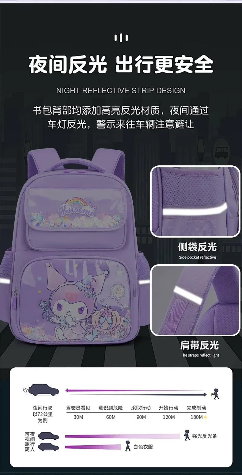Pupil Schoolbag Backpack Lightweight Student Large Capacity Children's Cartoon Bags Cinnamoroll Sanrio Kuromi My Melody
