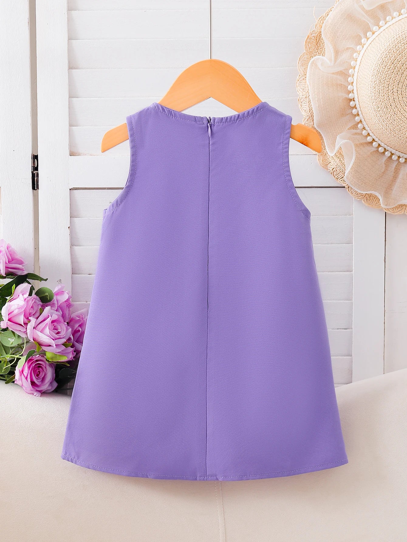 Summer Newborn Baby Girl's Purple Bow-Tie Vest Skirt Plaid Splice Sleeveless A-Line Skirt Toddler Kids' Clothing Accessory