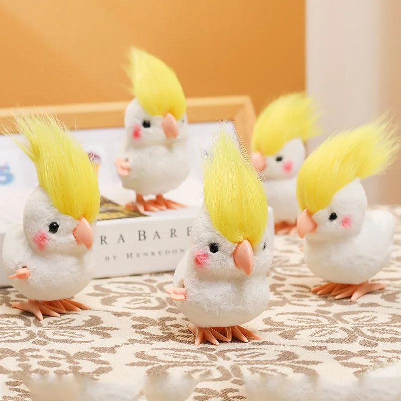 New Cute Jumping Parrot Chick Clockwork Toy Walking Simulation Plush Wind Up Vintage Toys for Kids 2 To 4 Years Old Toys Gift