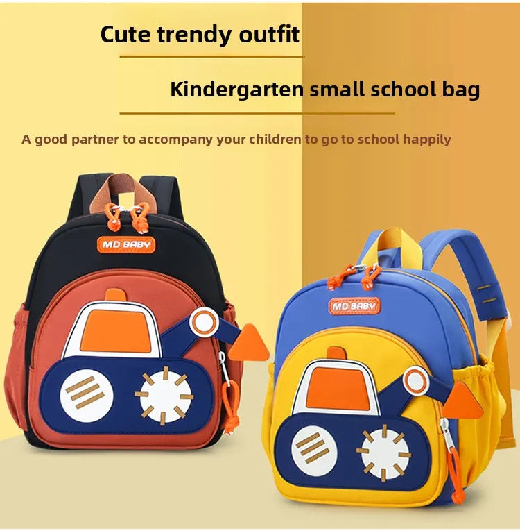 Kids Backpack for Boys Girls Toddler School Kinder garten Cute Construction Truck Car Design Trendy Casual Backpack - Baby's