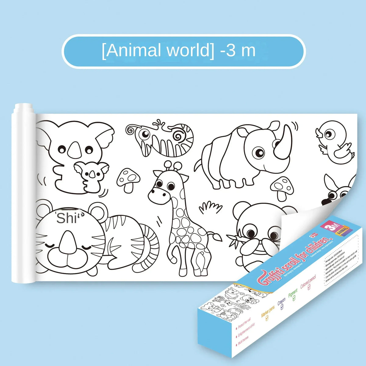 Kids Coloring Paper Roll Sticky DIY Drawing Graffiti Art Color Filling Educational Toys for Children Wall Floor Painting Gifts