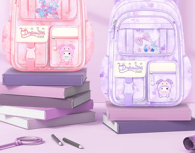 Melody Kuromi Sanrios Backpack Student Bag Girl Cartoon Kawaii Anime Breathable Super Light Large Capacity Child School Bag