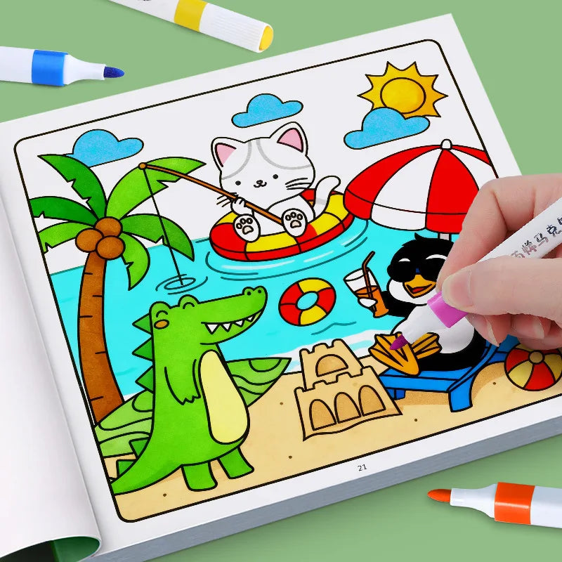 24 Page Fun Coloring Book, Warm Moments for Girls, Creative Entertainment, Fantasy Illustrations, Hand Drawn Art Drawing Book