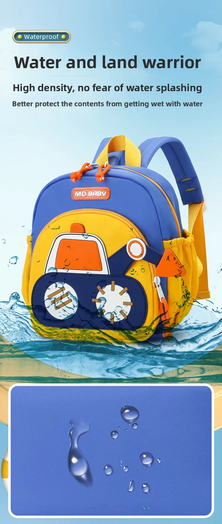 Kids Backpack for Boys Girls Toddler School Kinder garten Cute Construction Truck Car Design Trendy Casual Backpack - Baby's