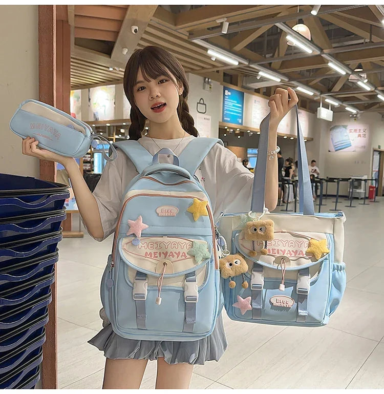 School Bags For Girls Japanese Style Kawaii For Large New Nylon Shoulder Bag Backpack School Set For Kinder Girl Kids