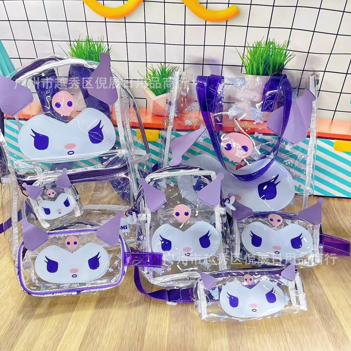 Sanrio Hello Kitty Y2K Waterproof Transparent Backpack Cute Cinnamoroll Cartoon Pvc Large Capacity Storage Bag Student