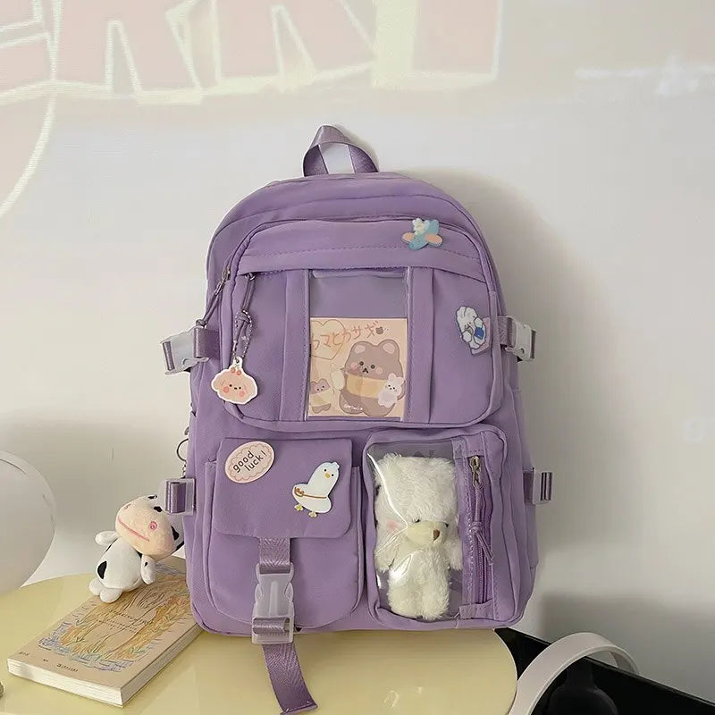 Girls Backpack Cute School Bags For Student Teens Girls Pockets Women Laptop Backpack Harajuku - Baby's World (view 12)
