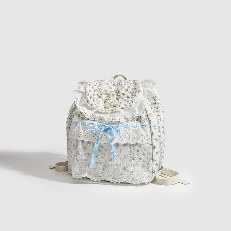 Student Schoolbag Korean - Student's Schoolbag Korean Version Kawaii Fashion Bag Lace Bow Backpack Cloth Bag Sweet Style