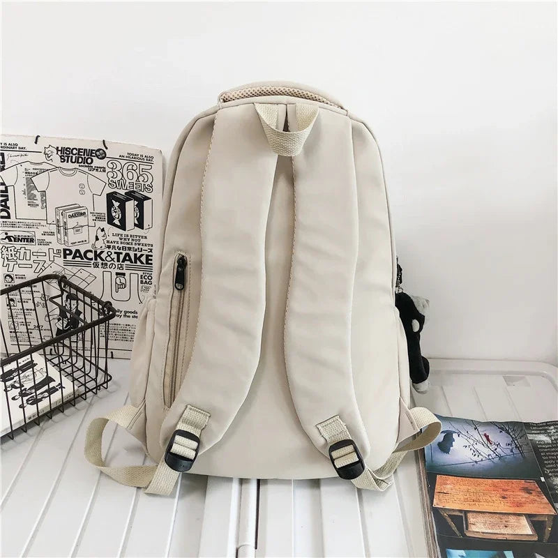 Solid Color Backpack Women Multi-pocket College Book Bag Casual Laptop Backpacks Men Schoolbag For Teenage School Bags For