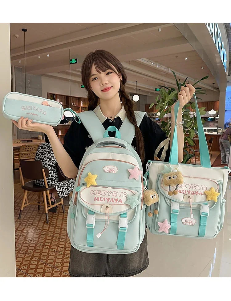 School Bags For Girls Japanese Style Kawaii For Large New Nylon Shoulder Bag Backpack School Set For Kinder Girl Kids