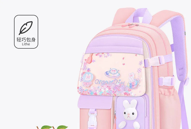 Cute Student Backpack 3pcs/set Primary Schoolbag Rabbits and quicksand Kawaii Student Backpack Teenage Girls Handbag