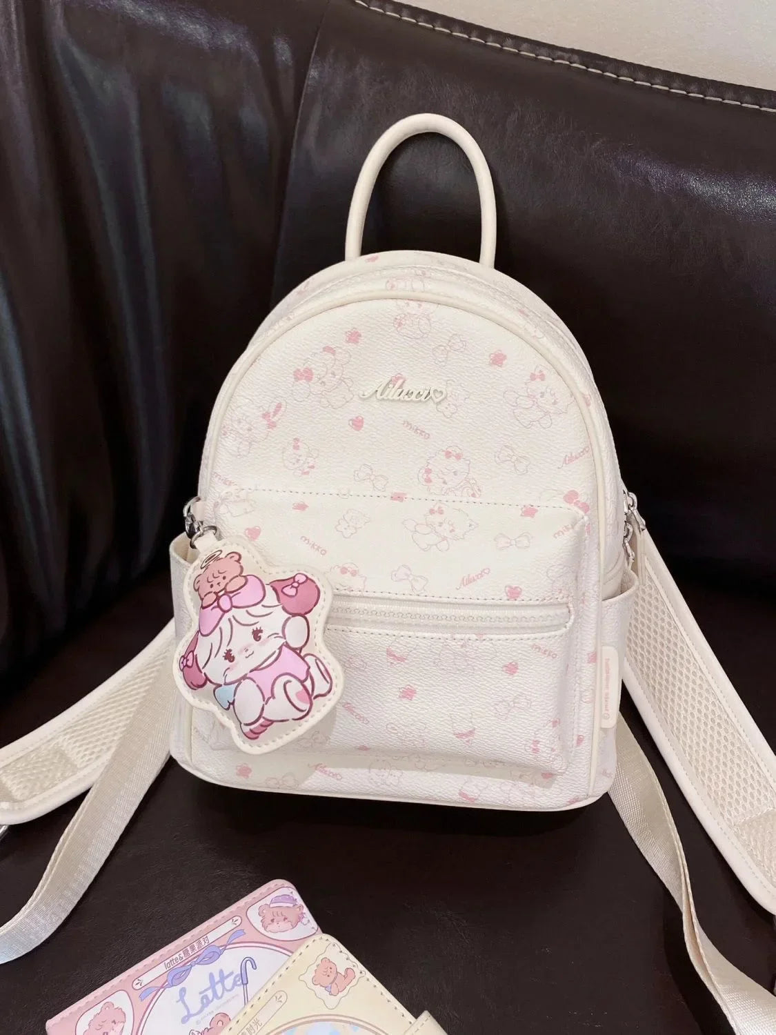 Japanese and Korean PU printed backpack 2025 new small batch original casual minimalist ultra-light travel backpack school