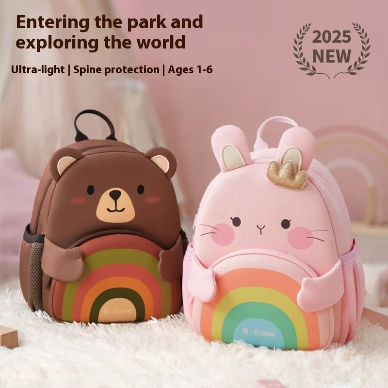 2025 New Arrival Cute Bear & Bunny Kids Backpack - Lightweight School Bag for Preschool Boys Girls, Adorable Toddler Travel