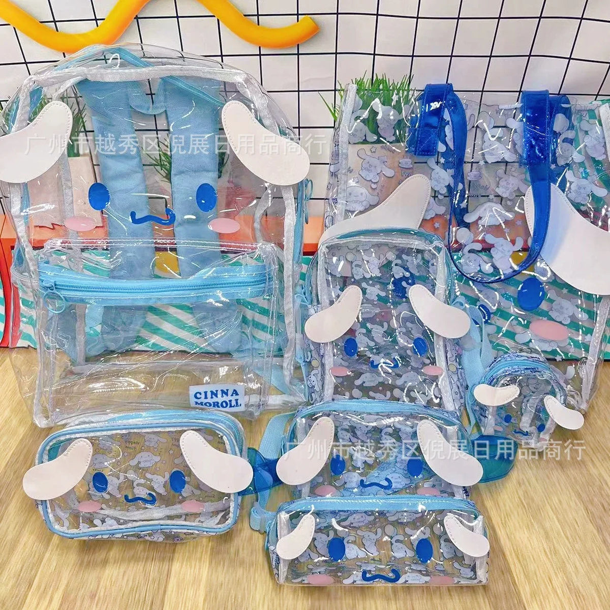 Sanrio Hello Kitty Y2K Waterproof Transparent Backpack Cute Cinnamoroll Cartoon Pvc Large Capacity Storage Bag Student