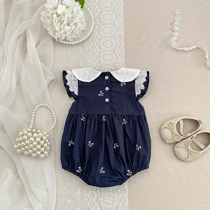 2026 New Summer Newborn 0-24M Infant Baby Girl Romper Baby Girl Clothing Flutter Sleeved Cotton Print Baby Girl Rompers