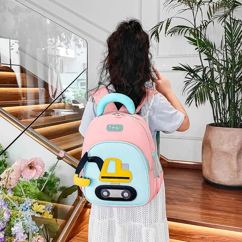 Water Proof Oxford - Water-proof Oxford son garden primary school pupil's school bag cartoon cute excavator private