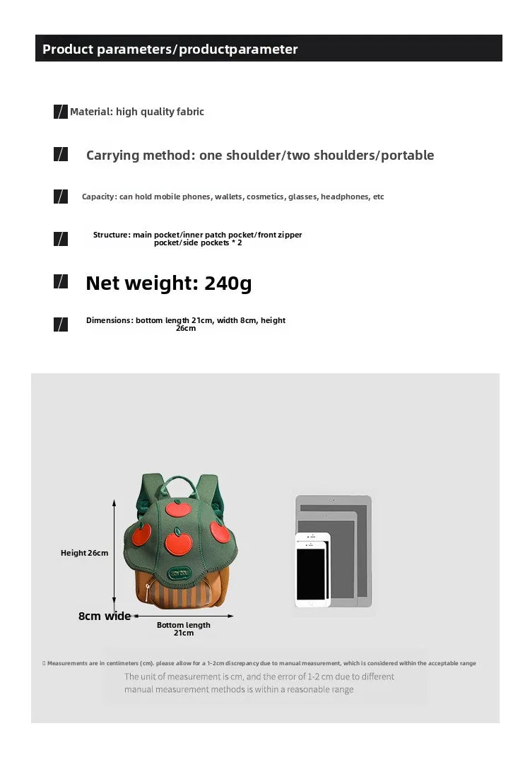 Mini cute bump color mushroom backpack kindergarten cute baby children double-shoulder cartoon schoolbag - Baby's World