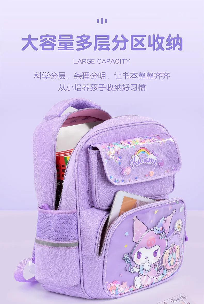 Pupil Schoolbag Backpack Lightweight Student Large Capacity Children's Cartoon Bags Cinnamoroll Sanrio Kuromi My Melody