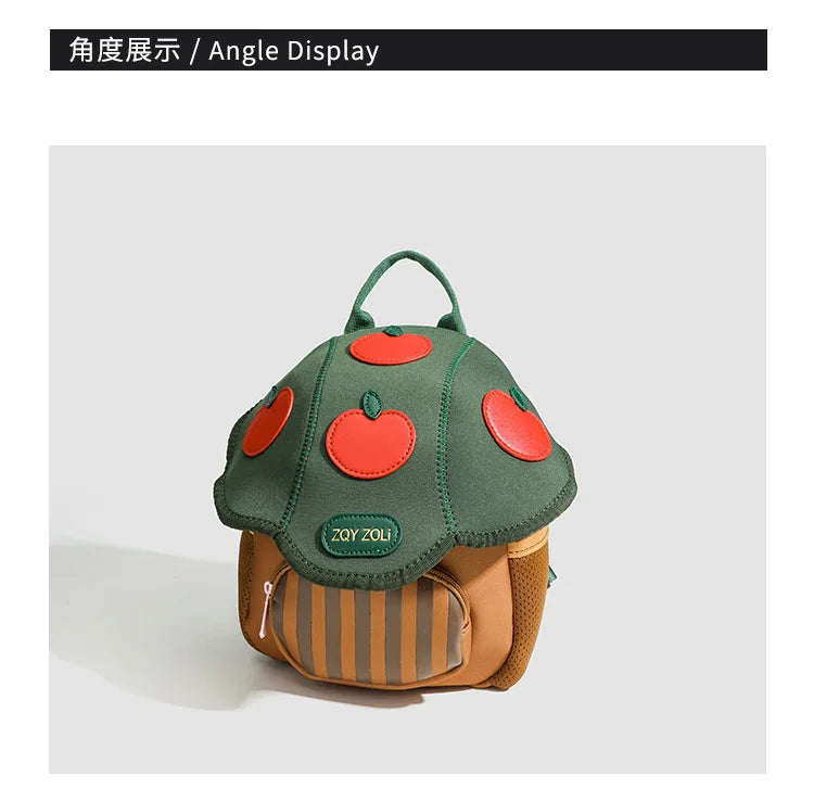 Mini cute bump color mushroom backpack kindergarten cute baby children double-shoulder cartoon schoolbag - Baby's World