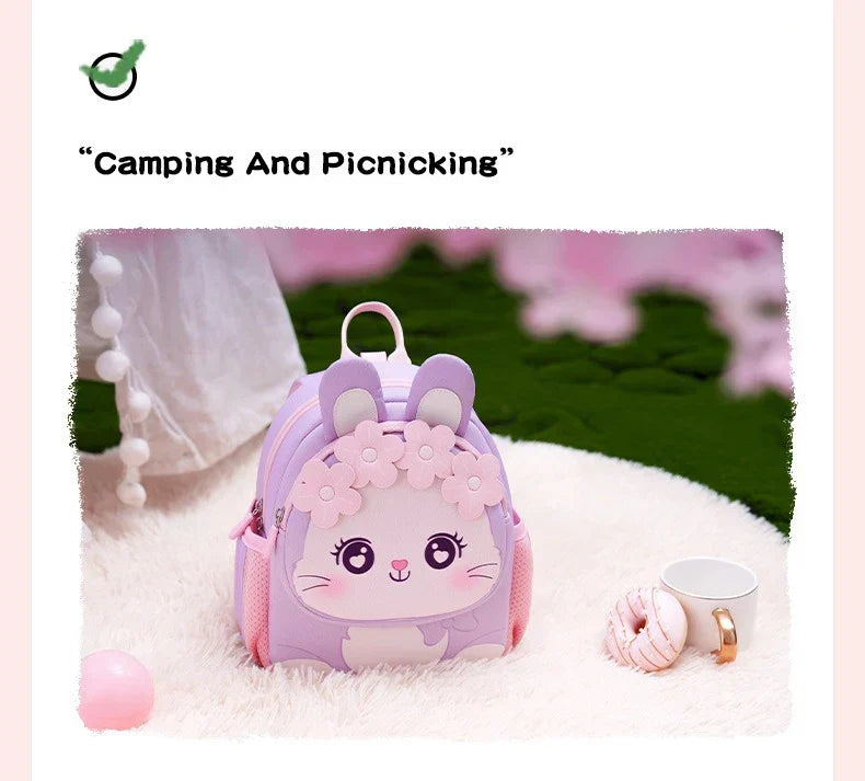 Toddler Backpack for Girls 3-5 Years Old Cartoon Pink Rabbit School Bags Kindergarten Kids Kawaii Bag Mochila Infantil