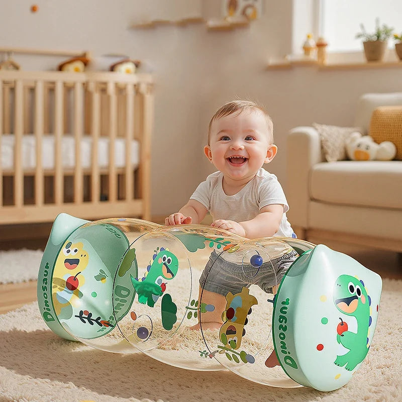 Baby Crawling Roller Montessori Activity Toy with Ball Rattle Games for Babies Development 0 6 12 Months Inflatable Crawling Toy