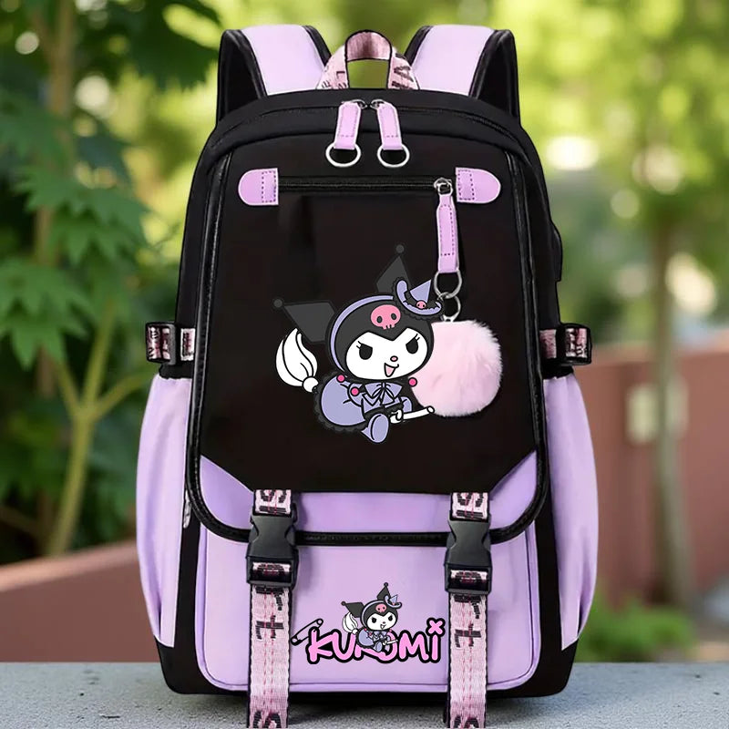 Kuromi Print Backpack, Student Daypack For Girl, Lightweight And Comfortable, Large Capacity Knapsack, Versatile Travel