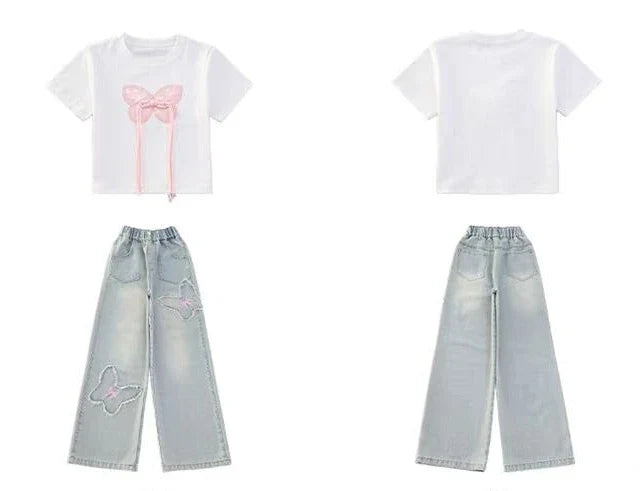 Child House Clothing Elementary Girl Summer Clothes Kids Set Korean Children's  Girly Setup Outdoor Top Girls Outfit Sets