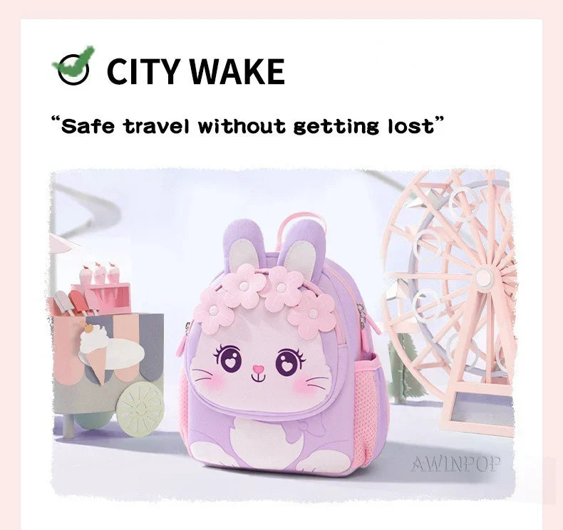 Toddler Backpack for Girls 3-5 Years Old Cartoon Pink Rabbit School Bags Kindergarten Kids Kawaii Bag Mochila Infantil