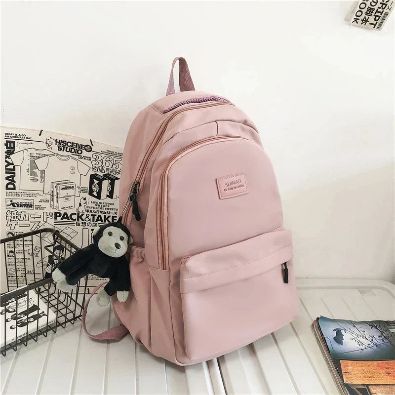 Solid Color Backpack Women Multi-pocket | Baby's World Bangladesh