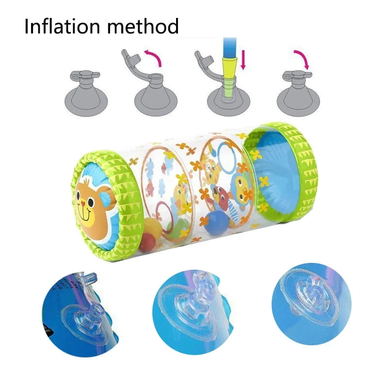 Baby Crawling Roller Montessori Activity Toy with Ball Rattle Games for Babies Development 0 6 12 Months Inflatable Crawling Toy
