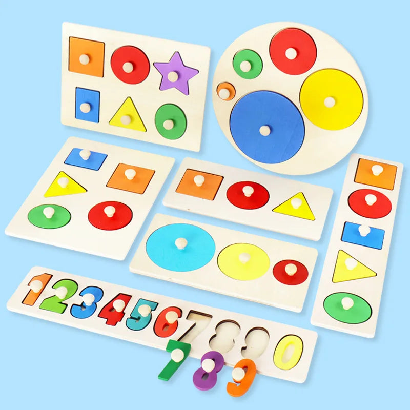 Children Wooden Puzzle Montessori Toys for Baby 1 2 3 Years Old Kids Alphabet Number Shape Matching Early Educational Games Toys
