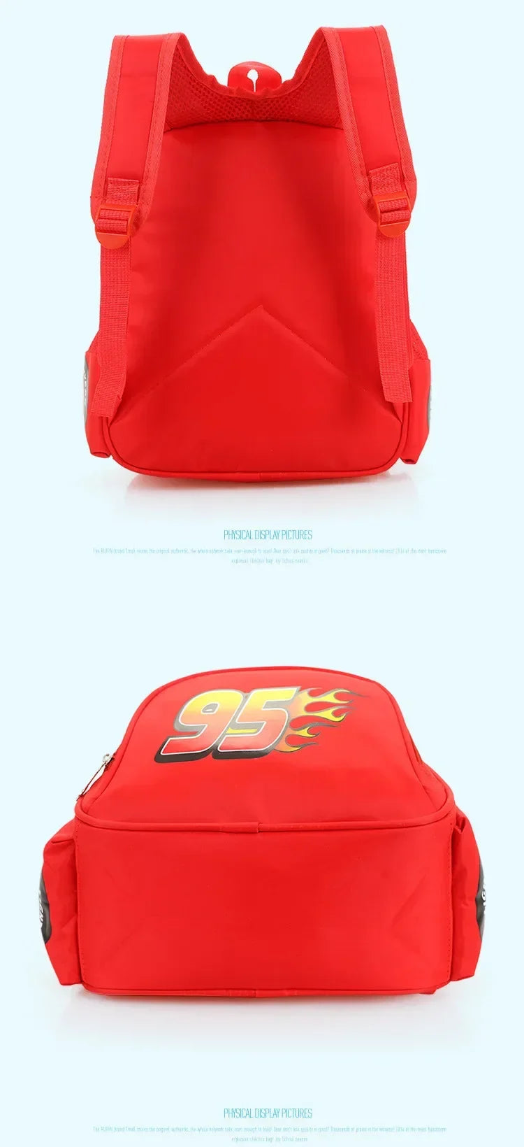 Cartoon Disney Cars 95 Series Kindergarten Safety Schoolbag 3D Car Shape Large Capacity Backpack Boys And Girls Surprise