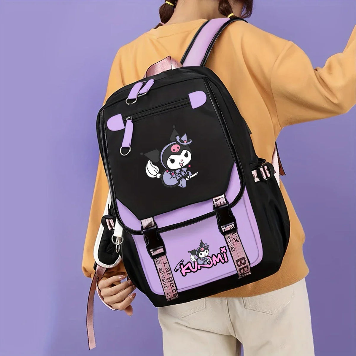 Kuromi Print Backpack, Student Daypack For Girl, Lightweight And Comfortable, Large Capacity Knapsack, Versatile Travel