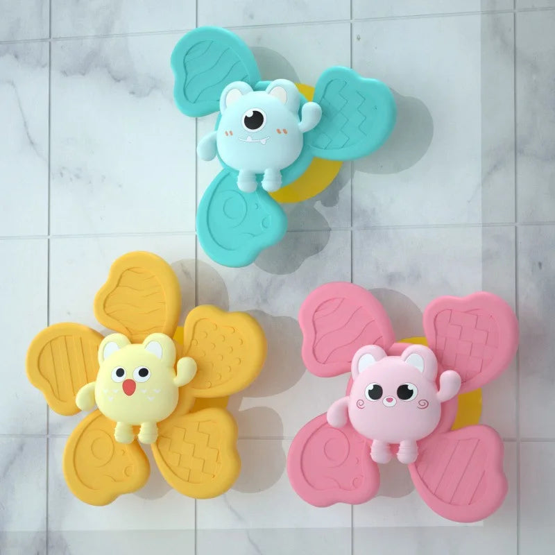 Montessori Baby Bath Toys Boy Children Bathing Sucker Spinner Suction Cup Toy For Kids Funny Child Rattles Teether Toddler Gifts