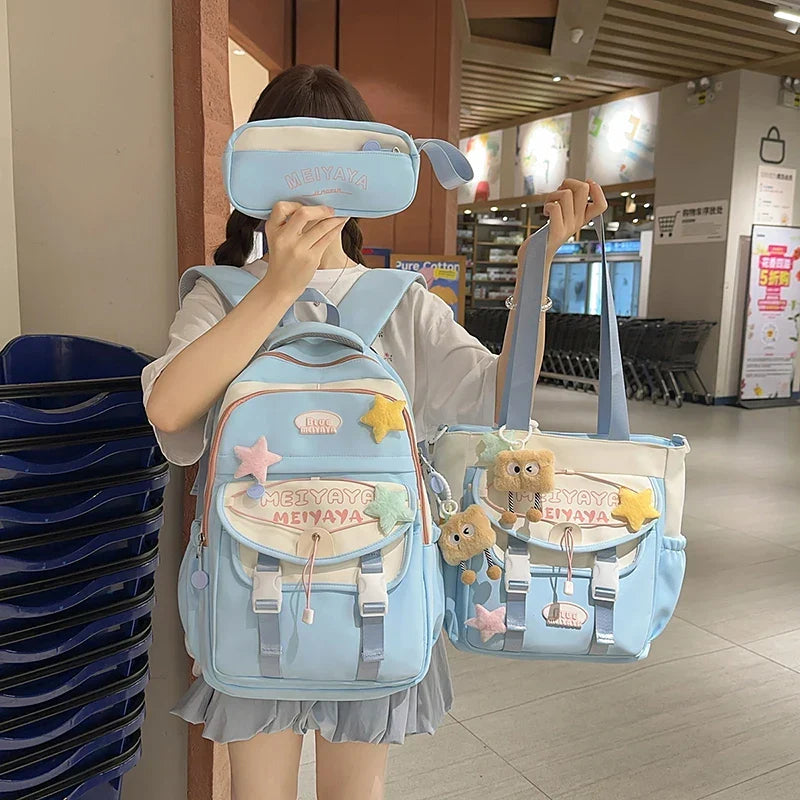School Bags For Girls Japanese Style Kawaii For Large New Nylon Shoulder Bag Backpack School Set For Kinder Girl Kids