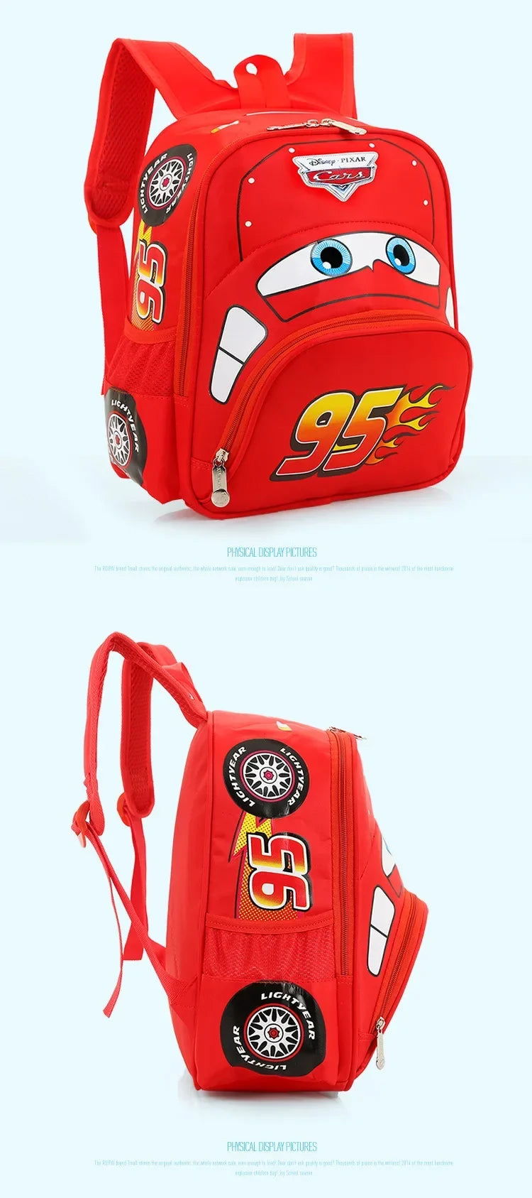 Cartoon Disney Cars 95 Series Kindergarten Safety Schoolbag 3D Car Shape Large Capacity Backpack Boys And Girls Surprise