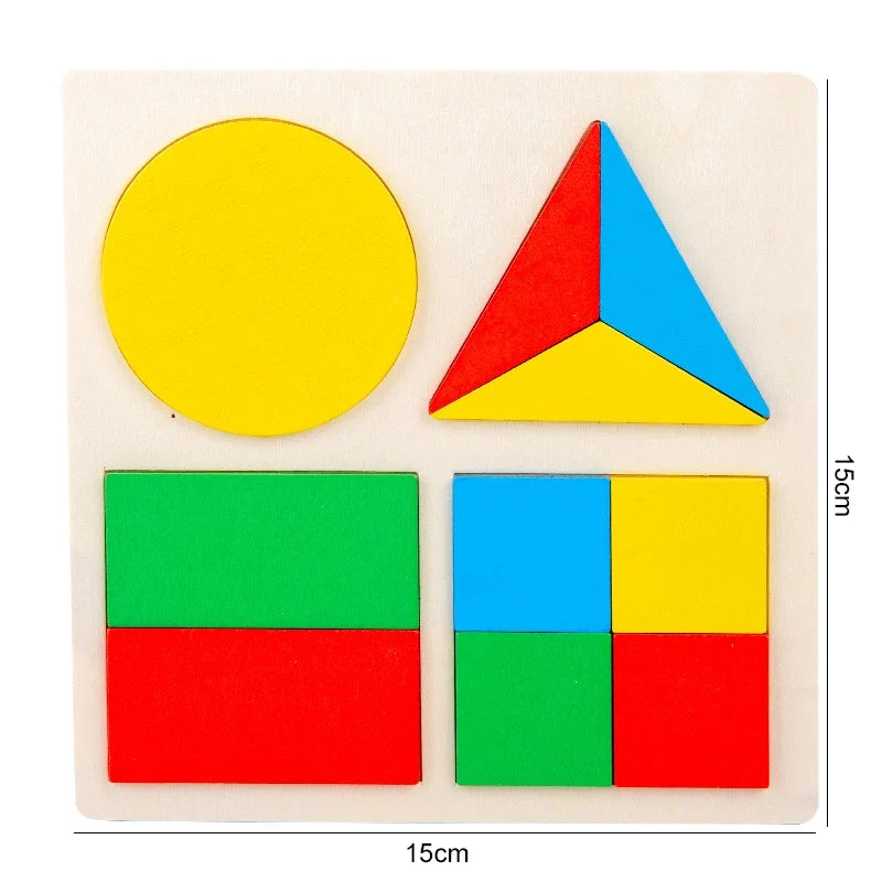 Wooden Puzzle Shape Matching Board Baby Montessori Early Education Toys Wooden Handgrip Board Educational Toys for Children TMZ