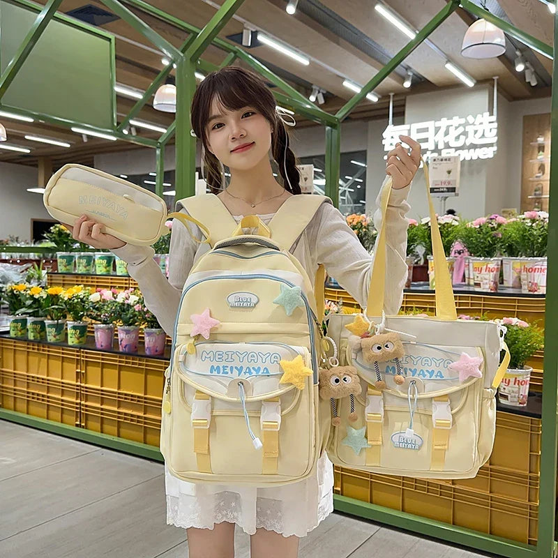 School Bags For Girls Japanese Style Kawaii For Large New Nylon Shoulder Bag Backpack School Set For Kinder Girl Kids