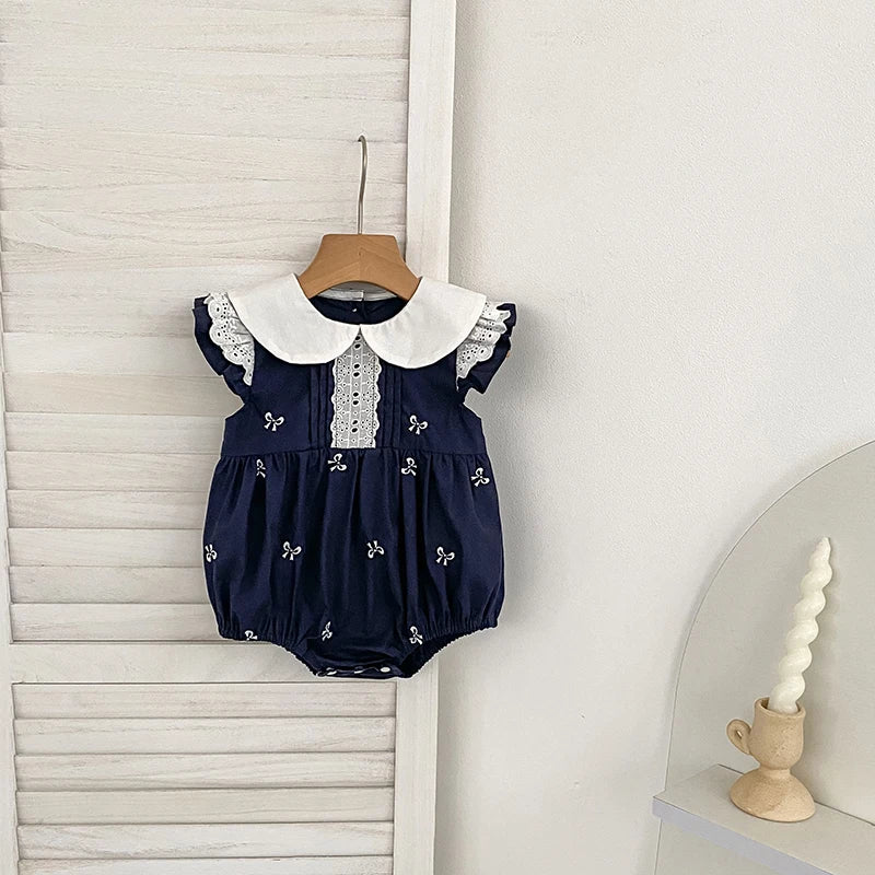 2026 New Summer Newborn 0-24M Infant Baby Girl Romper Baby Girl Clothing Flutter Sleeved Cotton Print Baby Girl Rompers