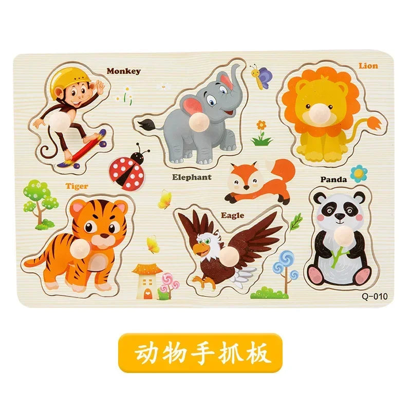 Wooden Puzzles for Toddlers Montessori Baby Learning Alphabet Number Shape Puzzle Toys Kids Educational Matching Board Wood Game