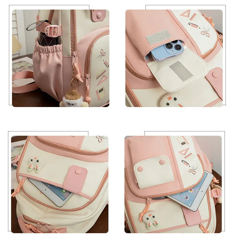New cute rabbit children school backpack Fashionable splicing color contrast fresh lady knapsack kids schoolbags bring a