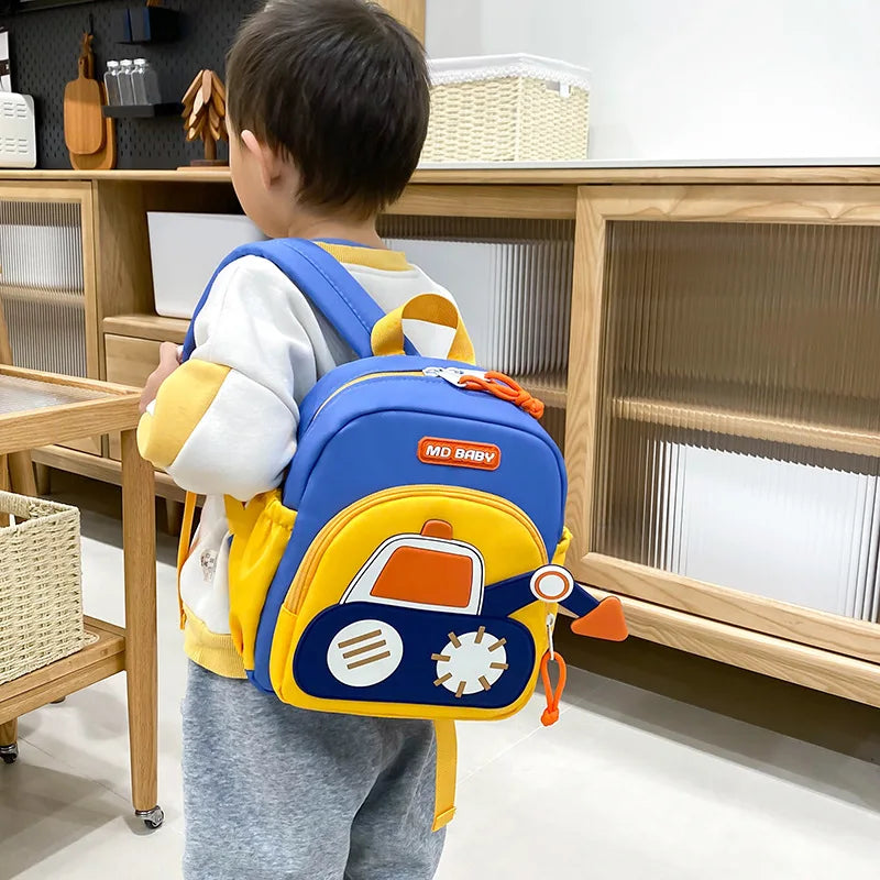 Kids Backpack for Boys Girls Toddler School Kinder garten Cute Construction Truck Car Design Trendy Casual Backpack - Baby's