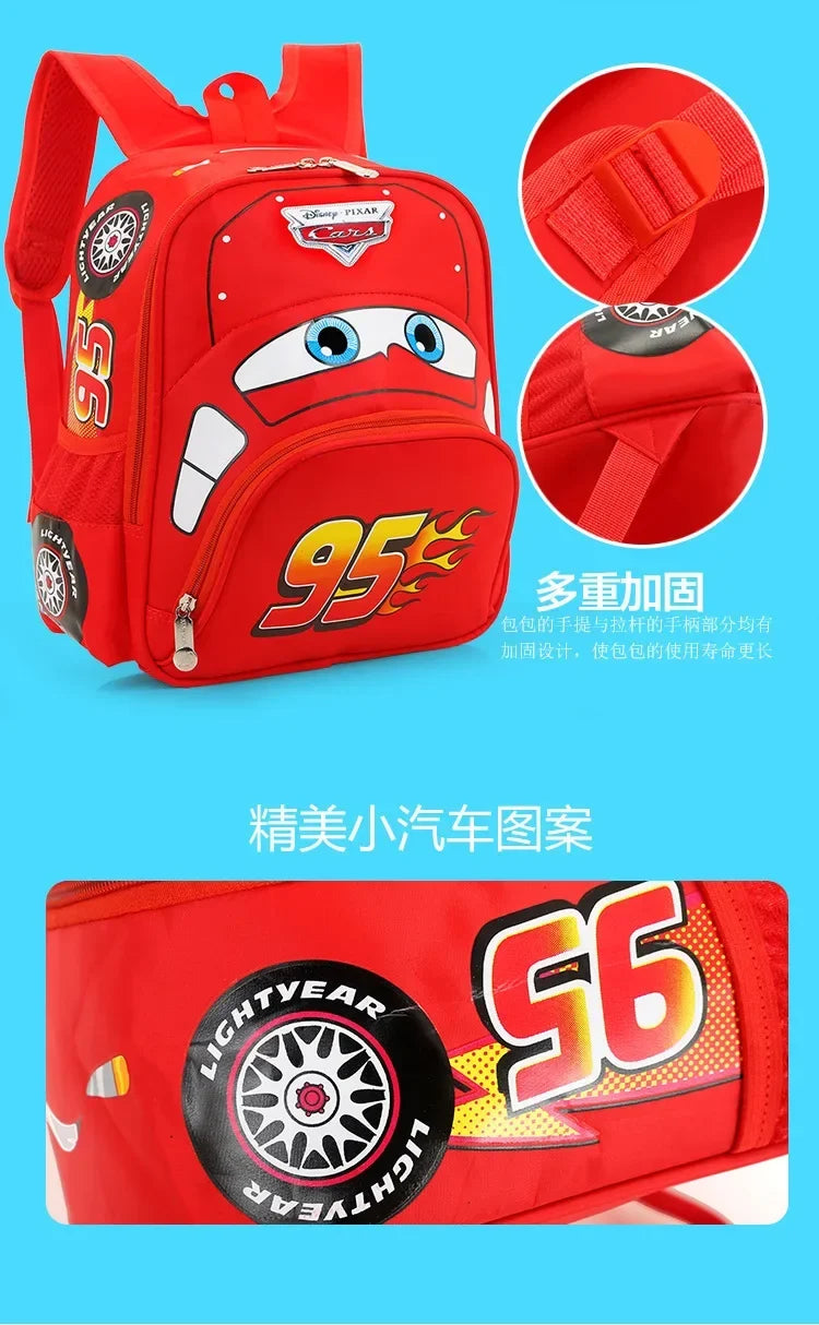Cartoon Disney Cars 95 Series Kindergarten Safety Schoolbag 3D Car Shape Large Capacity Backpack Boys And Girls Surprise